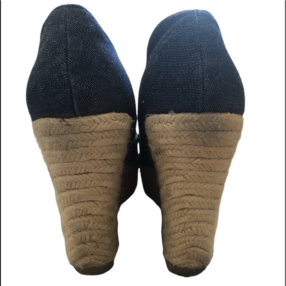 WILD DIVA platform wedge denim sandals sz 5 - Picture 4 of 4